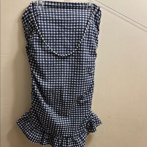J. Crew Navy and White Checkered One Piece Swimsuit